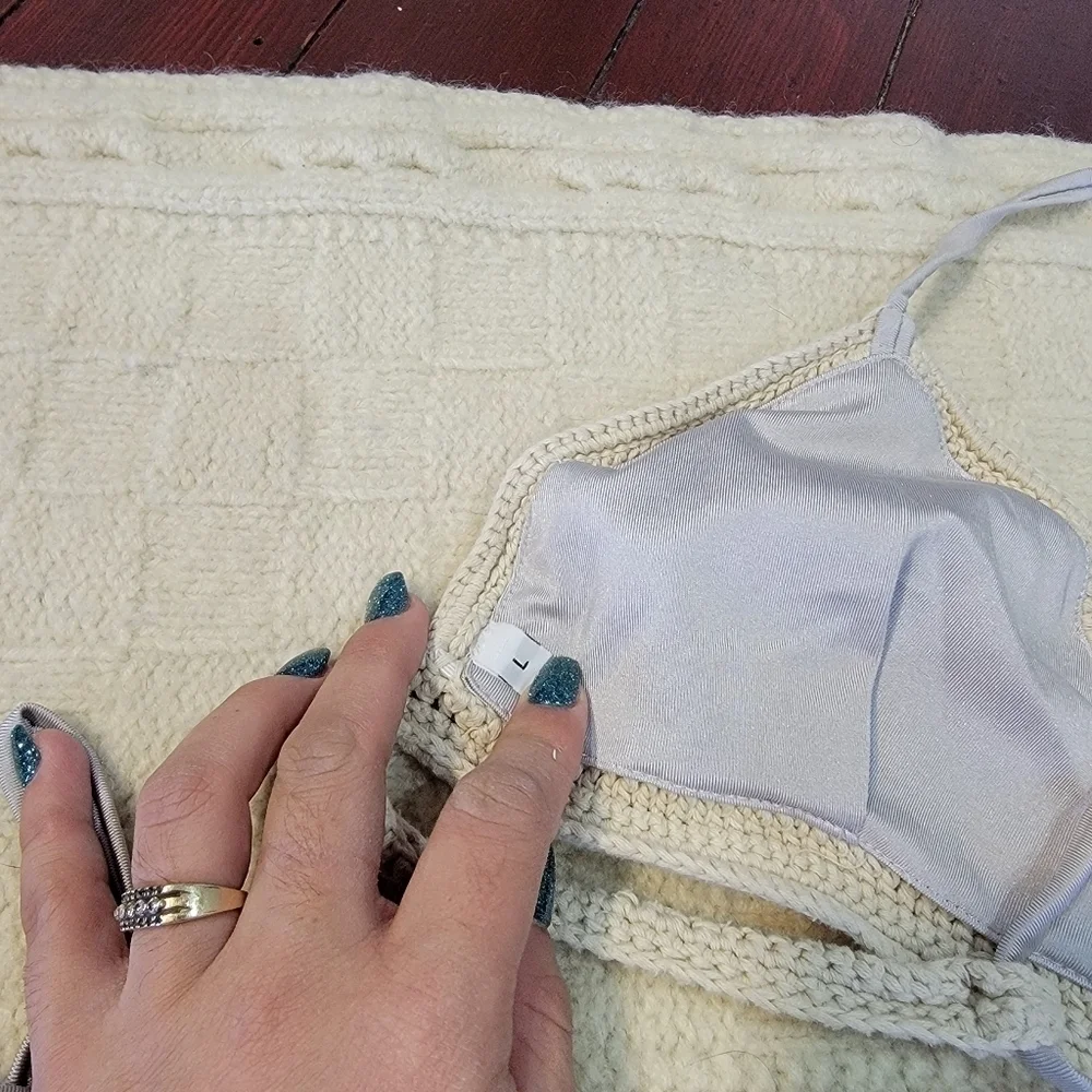 Suboo Crochet Chevron Bikini Set Blue size Large - Picture 9 of 9